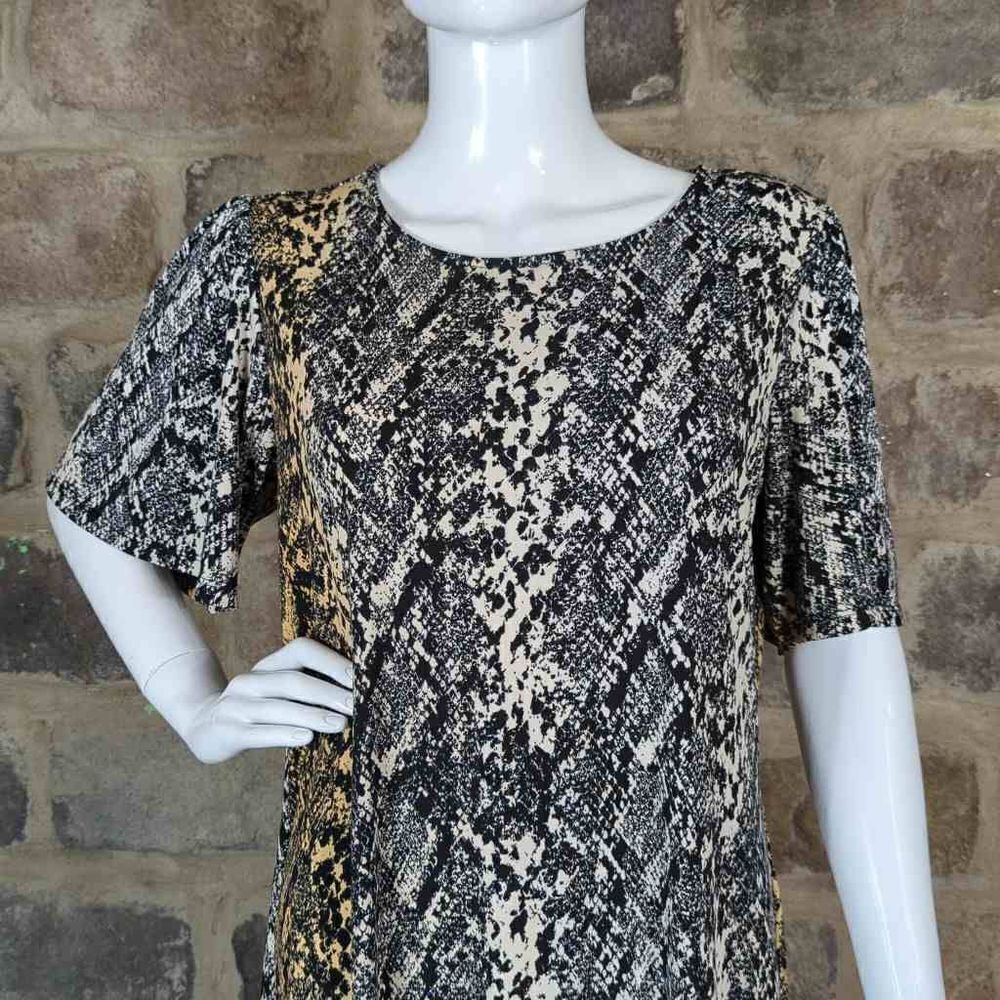 ALEXANDRA‎ + Oak python print short sleeve dress size medium Neutral Stretch - Picture 3 of 11